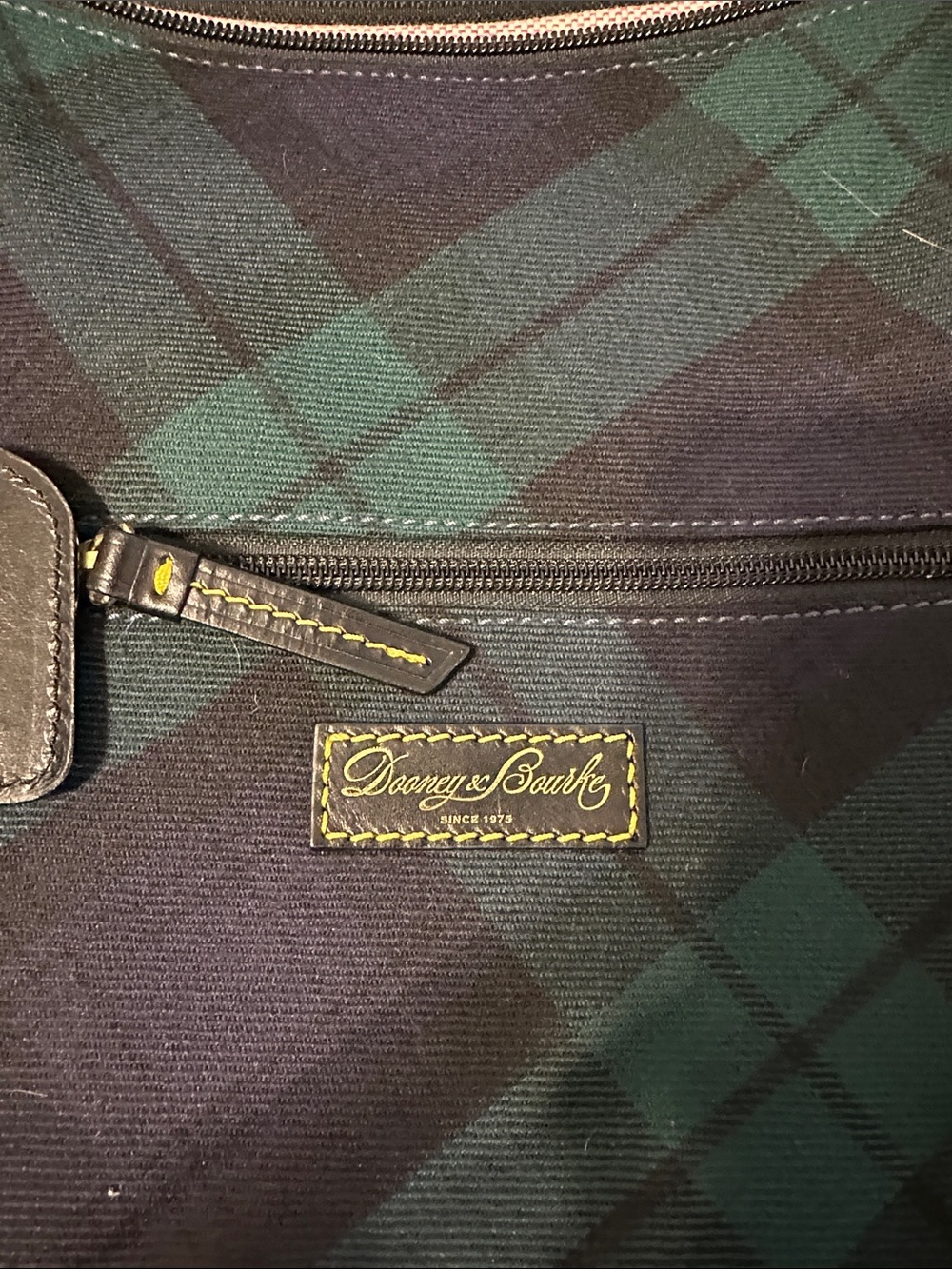 Dooney & Bourke Navy and Green Plaid Shoulder Bag - Picture 2 of 8